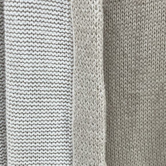 EILEEN FISHER Sweater L Organic Cotton Duster Cardigan Hoodie Open Front Beige - Picture 7 of 11